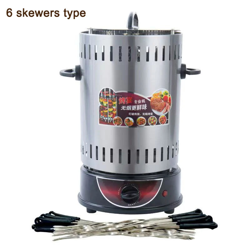 Revolving Vertical Electric Kebab Grill 6/8/10 Sticks Automatic Rotating Barbecue Smokeless BBQ Rotisserie Lamb Skewers Oven EU