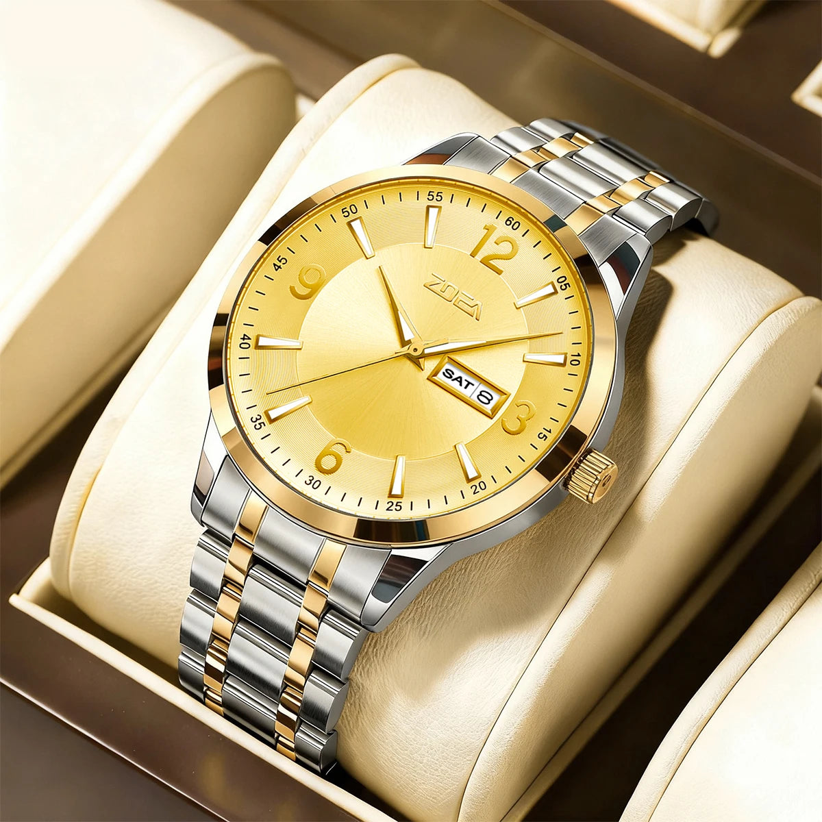 ZOEA ESS10002 Business Men's Watch. Adopts luminous dial and hands design, fitted with solid stainless steel strap. 30 meters de