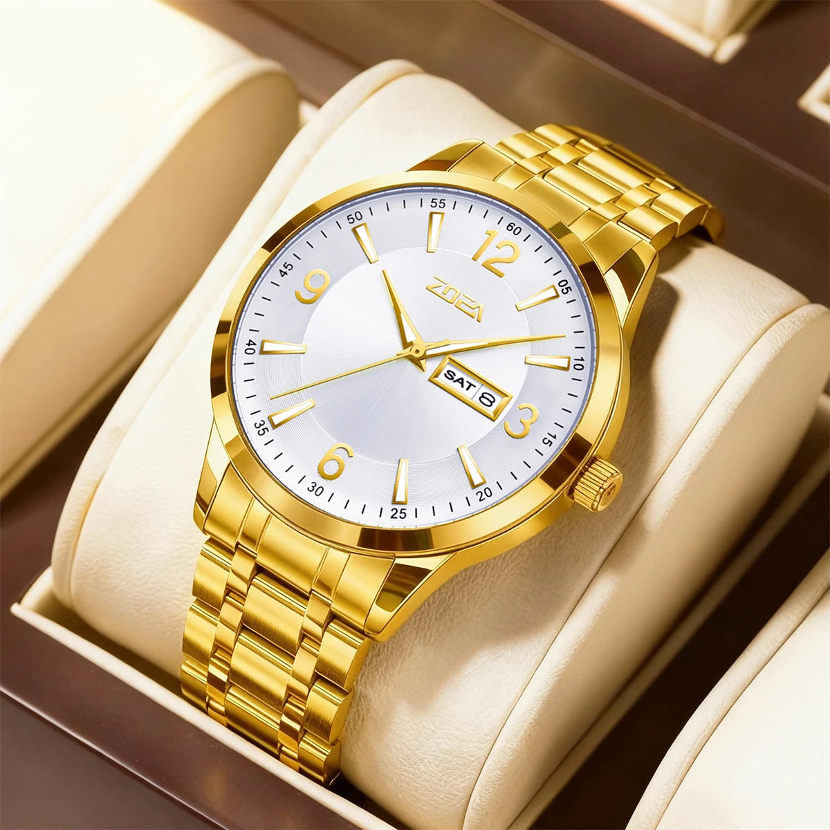 ZOEA ESS10002 Business Men's Watch. Adopts luminous dial and hands design, fitted with solid stainless steel strap. 30 meters de