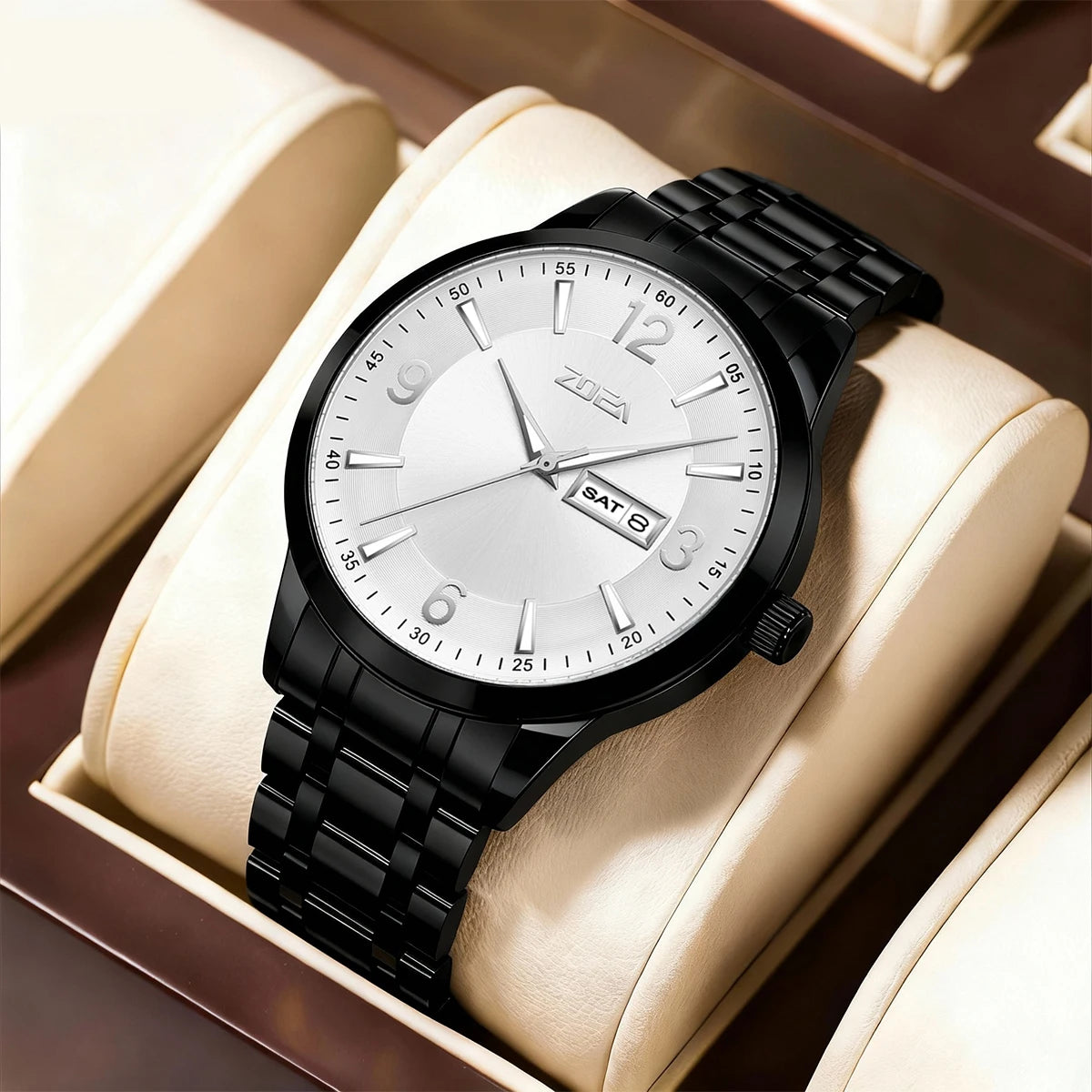 ZOEA ESS10002 Business Men's Watch. Adopts luminous dial and hands design, fitted with solid stainless steel strap. 30 meters de