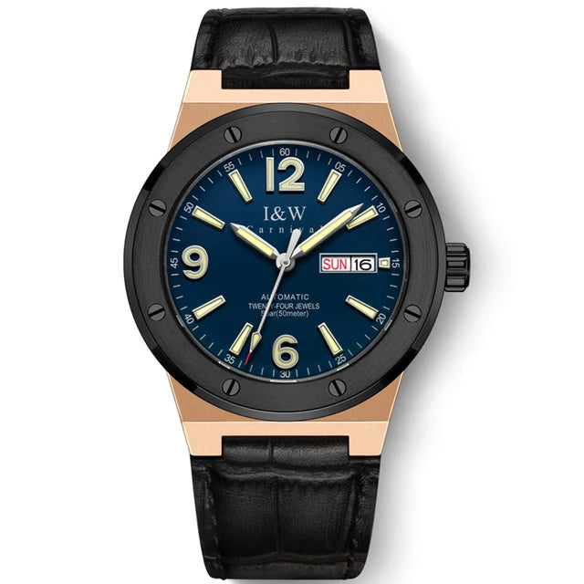 New Switzerland Luxury Brand I&W Carnival Men‘s Watches MIYOTA Automatic Mechanical Luminous Sapphire 50M Waterproof Clocks 589G