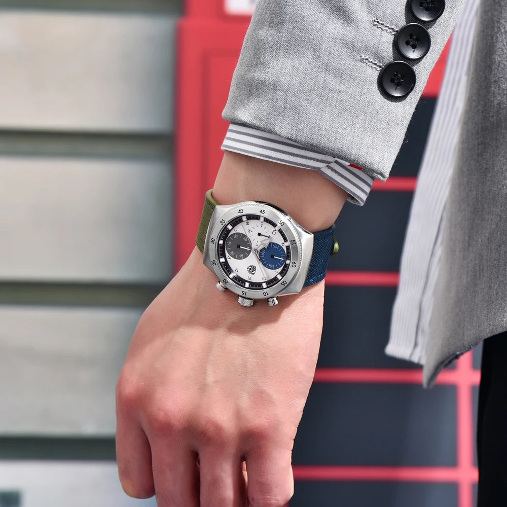 2026 New Men's Watches RollsTimi Two-color nylon Quartz Watch Men Sport Chronograph Japan Movt AR Sapphire glass Wristwatch Men