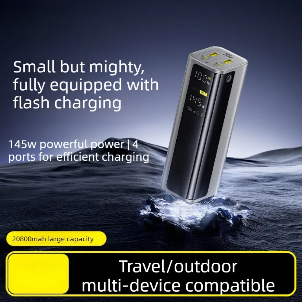 Power Bank 145W 20800mAh PD 100W Fast Charging  with Smart Digital Display Portable External PowerBank for Laptop Phone