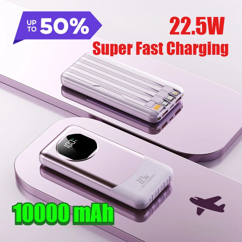 120W 20000mAh Super Fast Charging Power Bank Smart Digital Display with Built-in Four Cables and Type-C Fast Charging