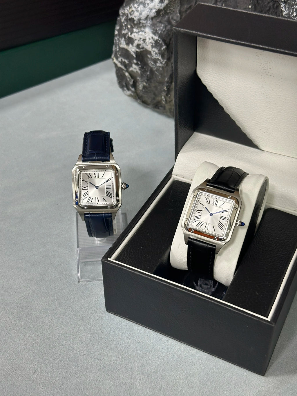 New Luxury Men's Quartz Watch Square Roman Numeral Dial Trendy Casual Business Watch Leather Strap Japanese Movement Stainless