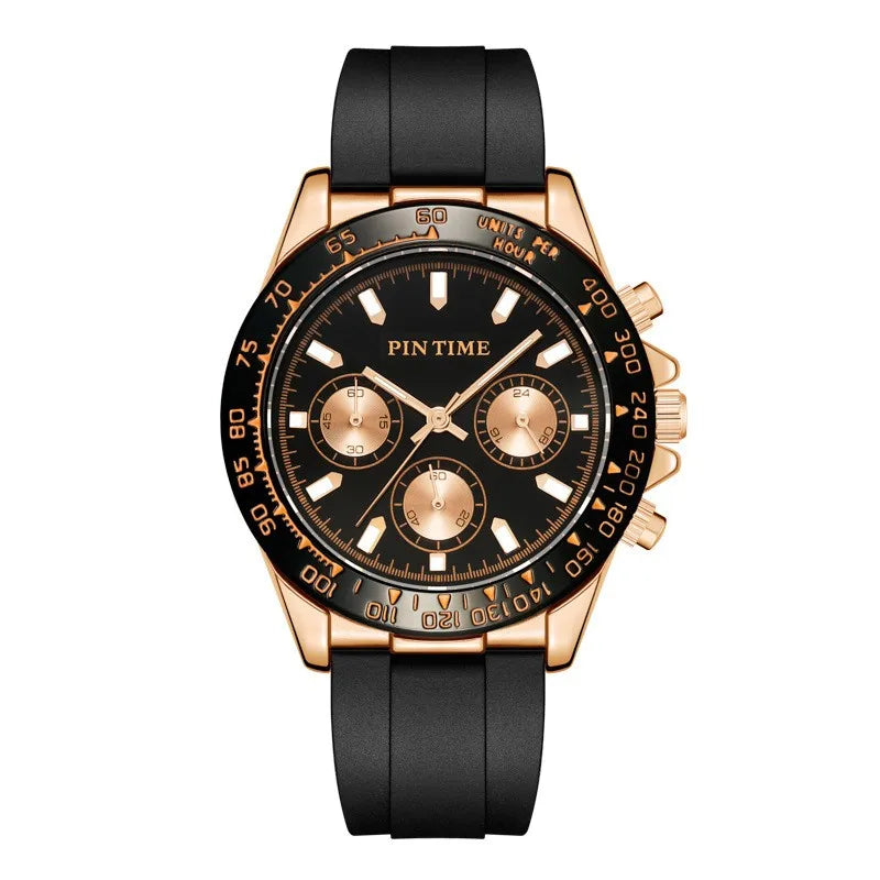 Best Watches for Men Multifunctional Chronograph Analog Quartz Waterproof Wirstwatch Silicone Strap Man Gifts Watch