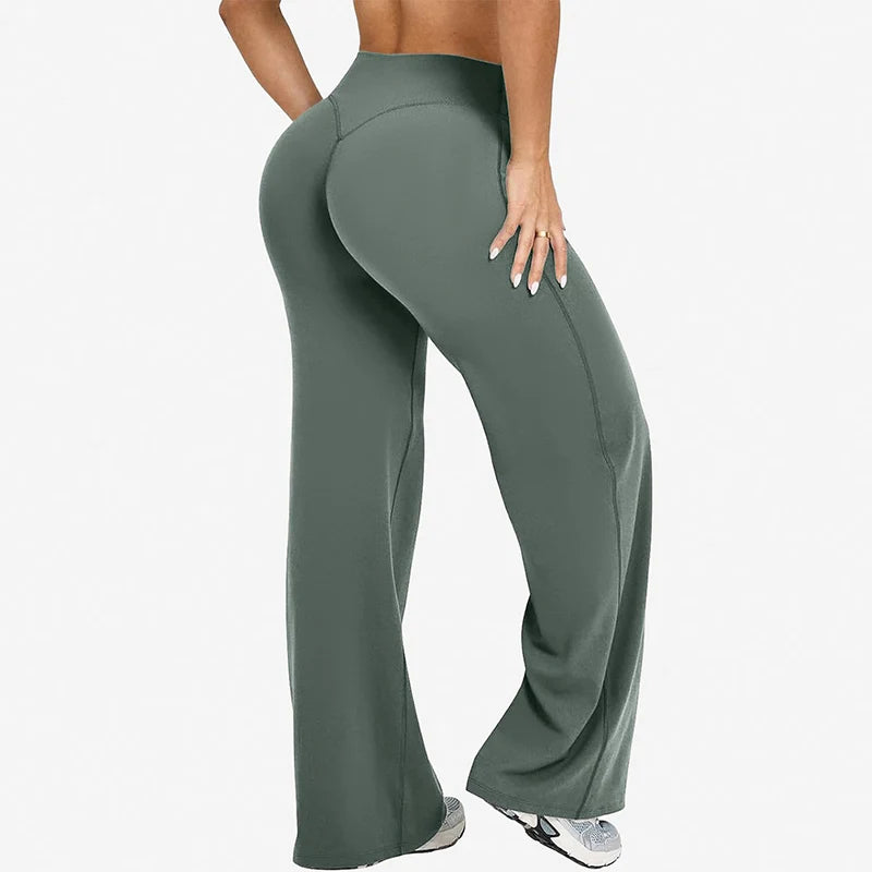 Spring Autumn Loose Fit Wide Leg Leggings Women High Stretch Quick Drying Sports Trousers Woman Butt Lifting Pilates Yoga Pants