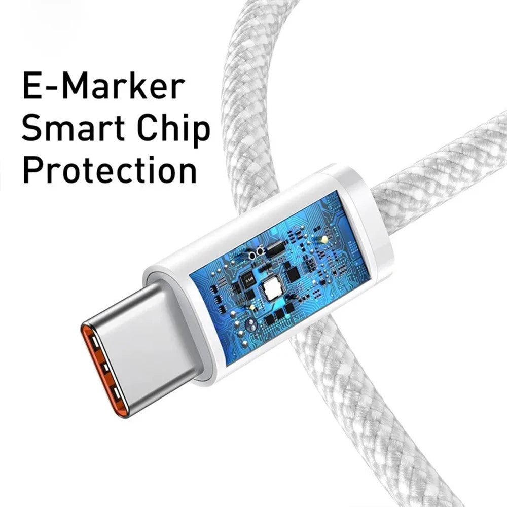 USB Type C to Type C PD 100W Fast Charging Cable with E-Marker C to C Data Cable For iPhone 16 15 Pro Max Xiaomi Samsung Huawei