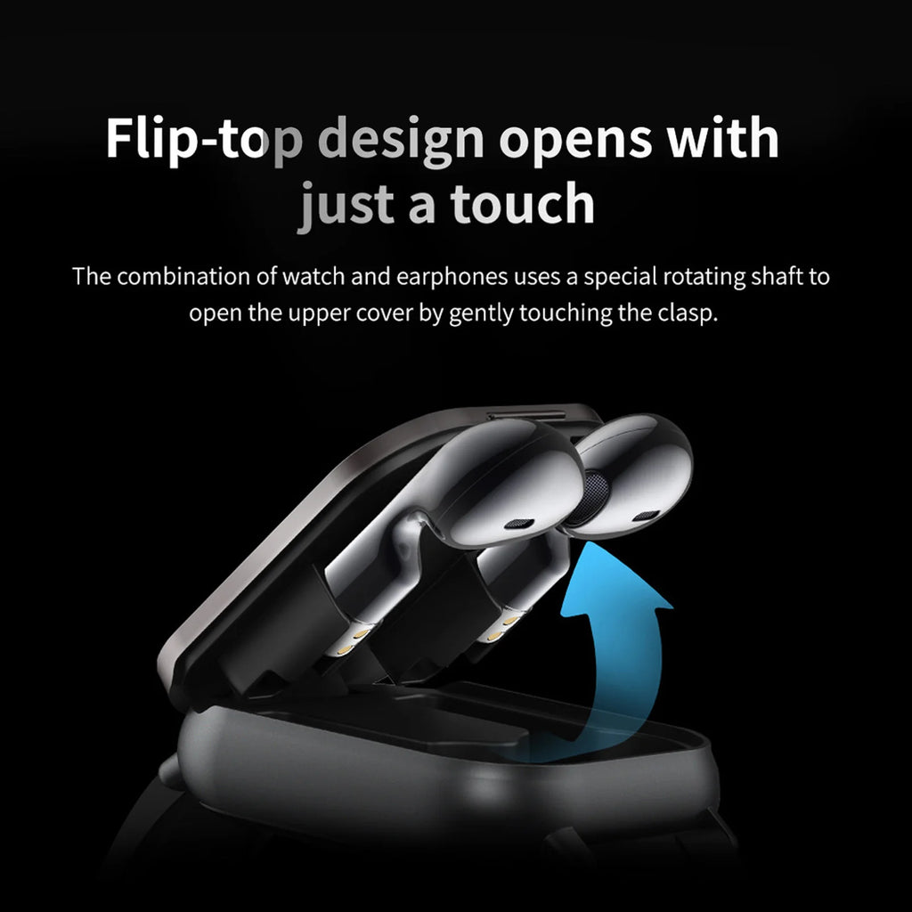 Sports Watch 2 in 1 Bluetooth Earbuds Smart Watch Multifunctional Long Battery Life 2.01 Inch HD Screen for IOS 11.0+