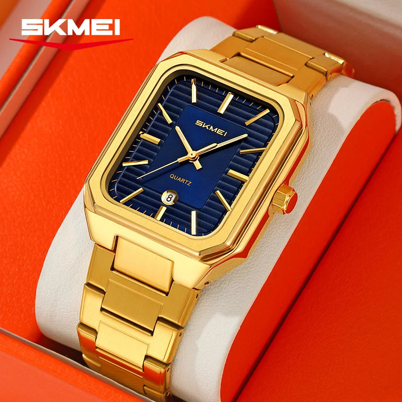 SKMEI 9373 New Casual Simple Quartz Watch Men's Luxury Business Waterproof Calendar Square Exquisite Watch relógios masculino