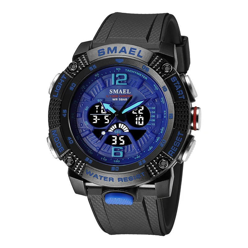 Sport Watches Men SMAEL Waterproof Analog Digital Quartz Wristwatches Male Fashion Stopwatch Alarm Clock 8058 Man Watch 2023 New