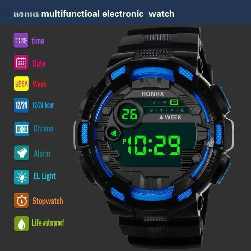 Men Sports Watch Simple Style Luminous Date Man Digital Watch Multifunctional Waterproof Smart Led Electronic Watches