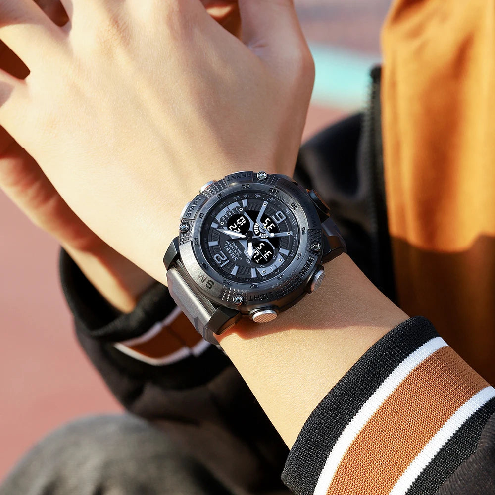 Sport Watches Men SMAEL Waterproof Analog Digital Quartz Wristwatches Male Fashion Stopwatch Alarm Clock 8058 Man Watch 2023 New