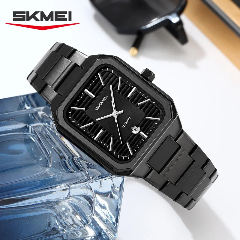 SKMEI 9373 New Casual Simple Quartz Watch Men's Luxury Business Waterproof Calendar Square Exquisite Watch relógios masculino