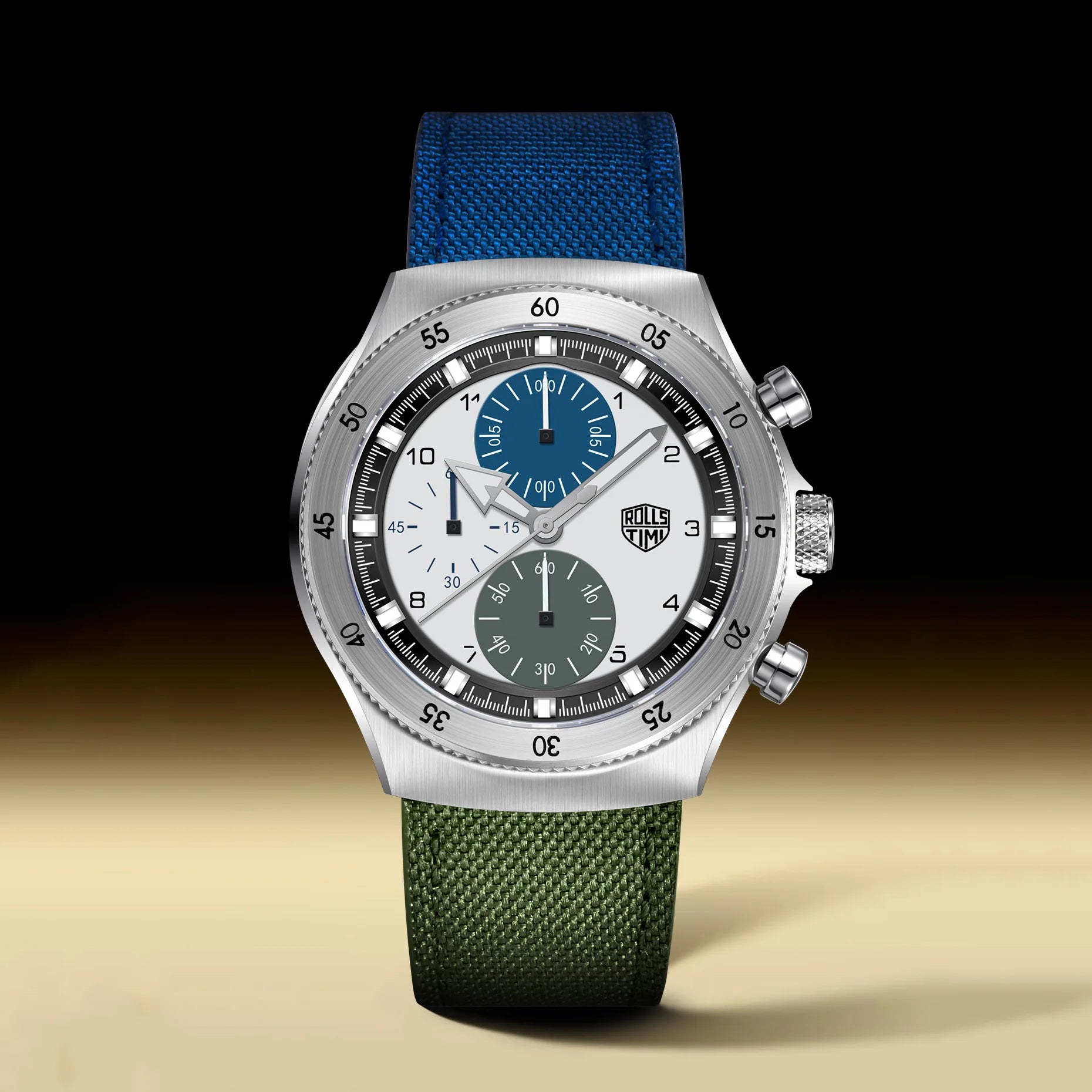 2026 New Men's Watches RollsTimi Two-color nylon Quartz Watch Men Sport Chronograph Japan Movt AR Sapphire glass Wristwatch Men