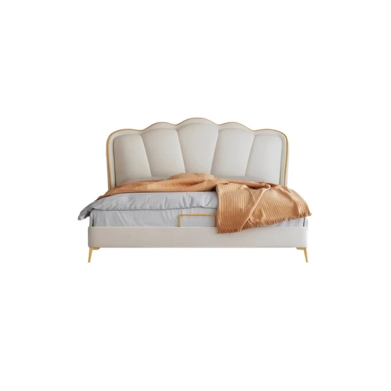 Modern Minimalist Beds Queen Upholstered Cream White Beds Double Wooden Cama Inteligente Multifuncional House Accessories