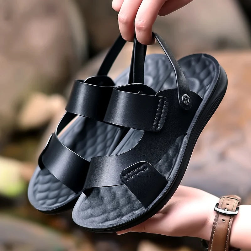Summer Men's Business Leather Sandals Large Size ：37-47 Outdoor Beach Sandals Direct Sales Designer Driving Flat Casual Shoes