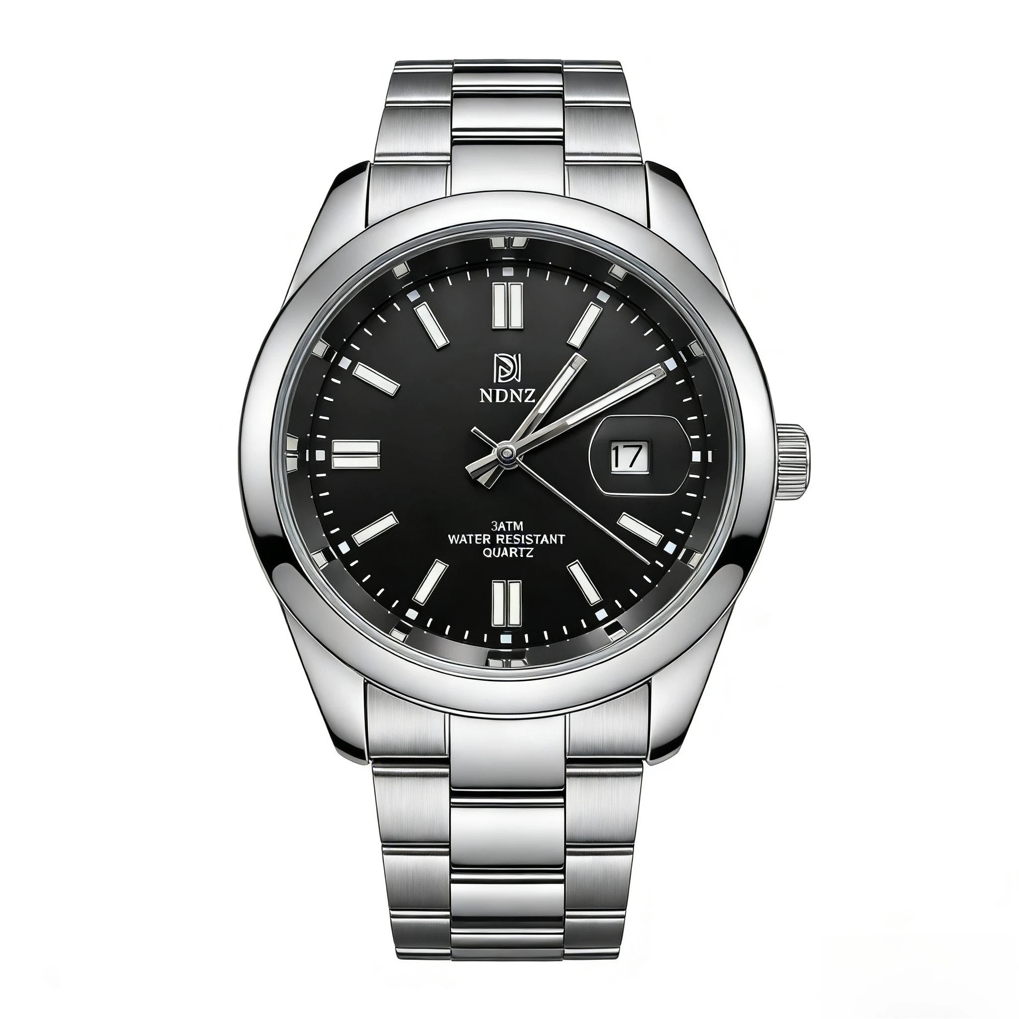 Men's quartz watch, 3ATM waterproof luminous handheld stainless steel business watch with date