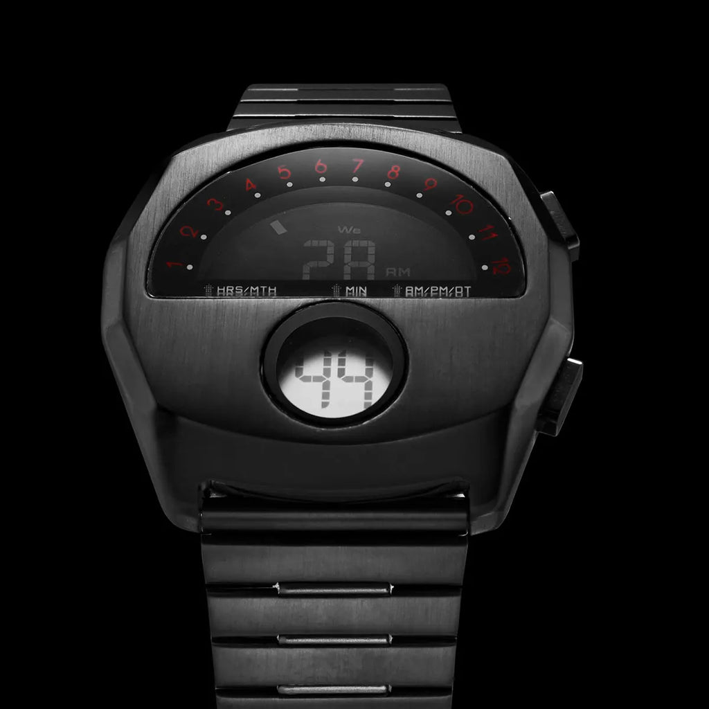 Unique Digital Watch for Men Stainless Steel Electronic Wristwatch with Calendar LED Backlight Cool Streetwear Style Watches