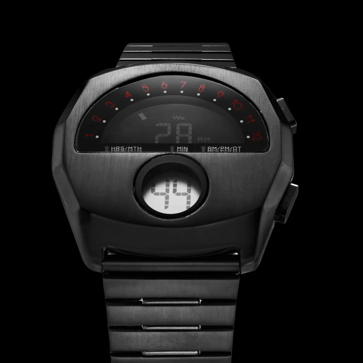Unique Digital Watch for Men Stainless Steel Electronic Wristwatch with Calendar LED Backlight Cool Streetwear Style Watches