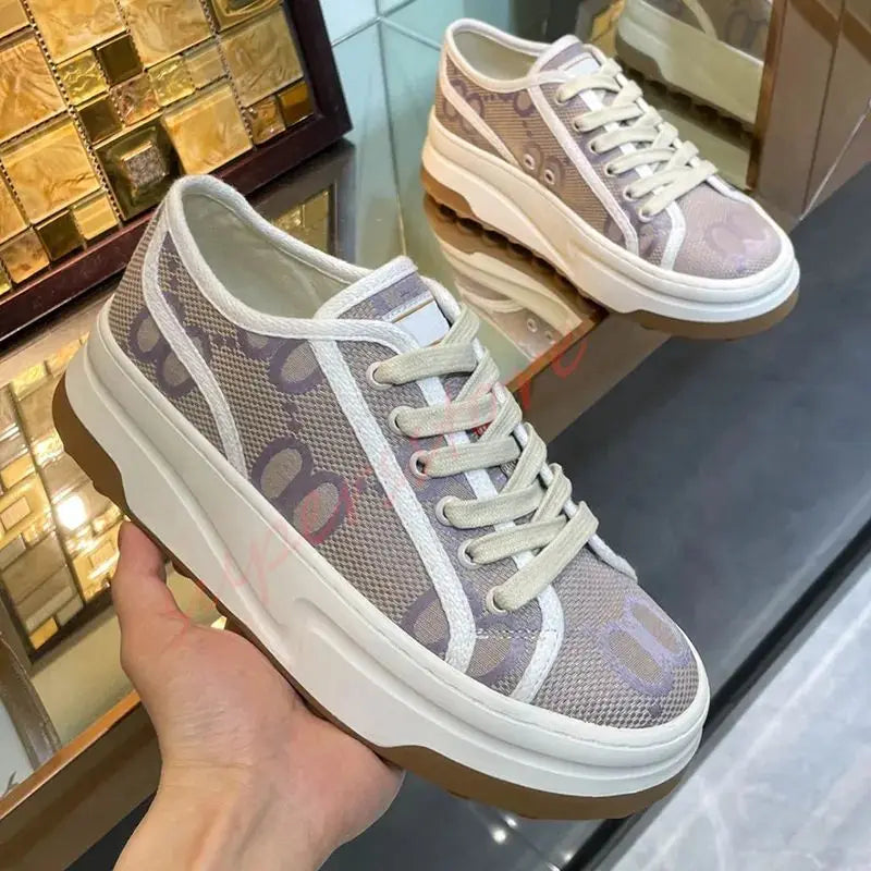 2025 New Women's Thick Soled Canvas Shoes Retro Height Increasing Casual Canvas Shoes