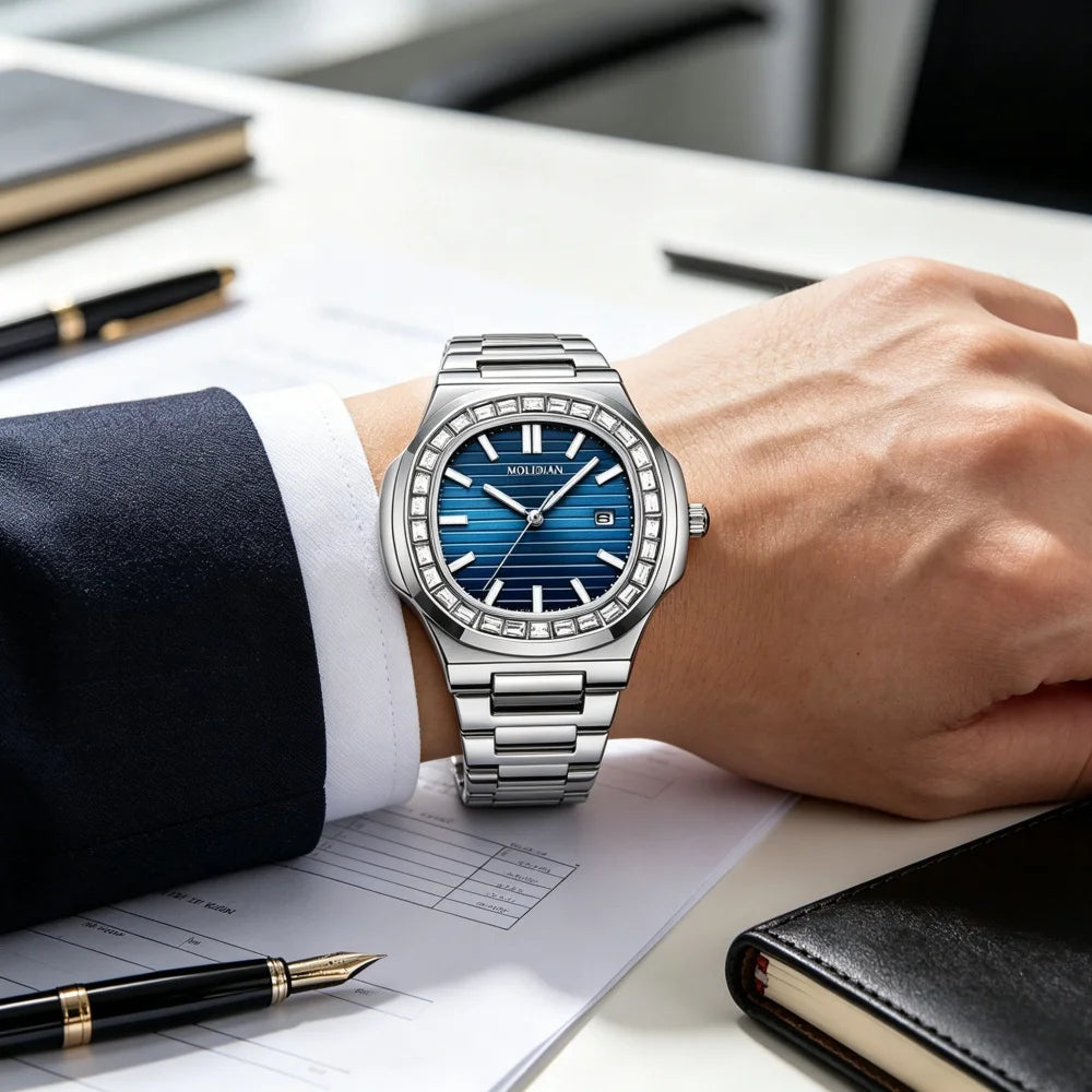 New Arrival Luxury Men's Quartz Watch Mechanical Texture Business Casual Waterproof Fashion Wristwatch Male Daily Wear Gift