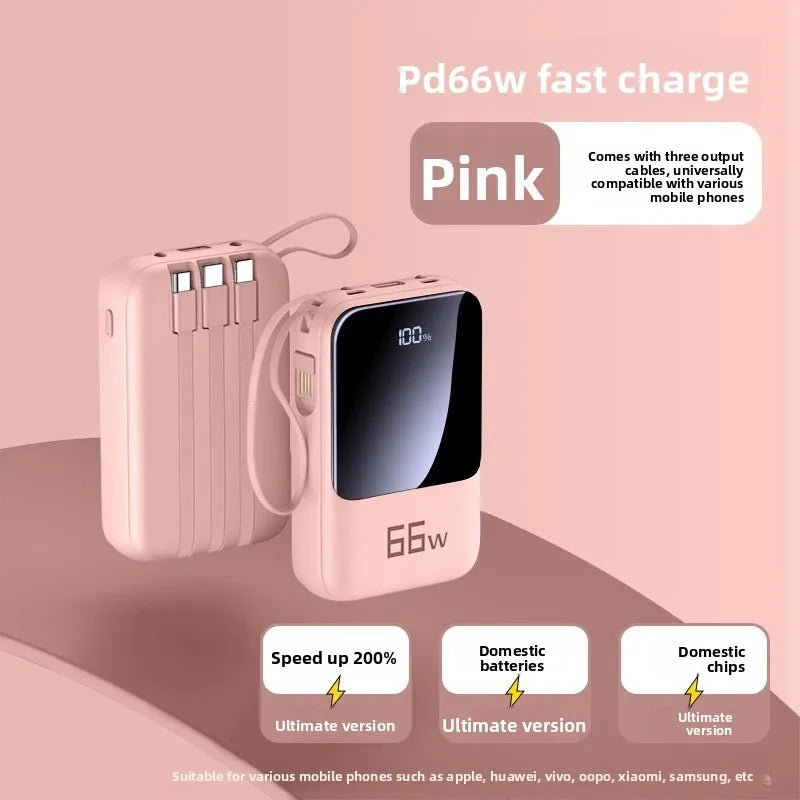 20000mAh High-capacity Power Bank with PD20W Super Fast Charging, Mini Size, and Built-in Cable,Suitable for Most Electronic