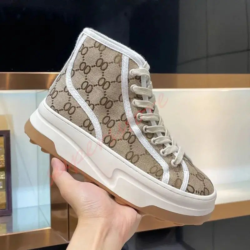 2025 New Women's Thick Soled Canvas Shoes Retro Height Increasing Casual Canvas Shoes