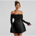 Elegant Lace Dresses Women See Through Long Sleeves Puffy Dresses Female 2024 Fashion Solid Evening Party A Line Robe Lady