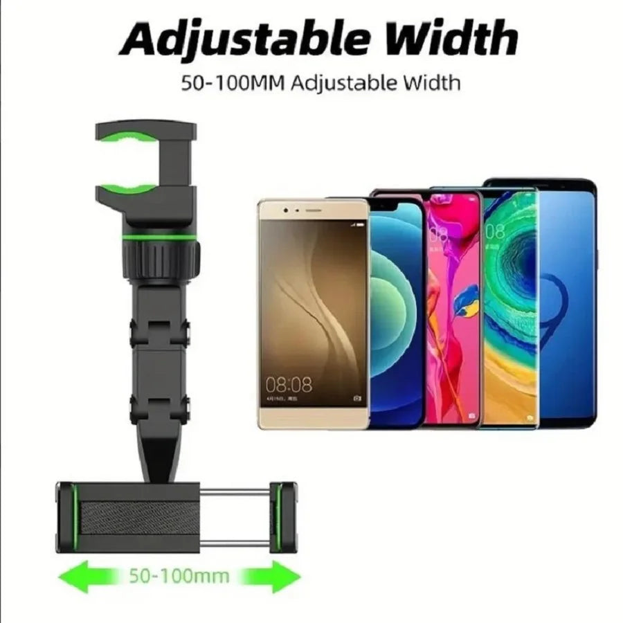 Earview Mirror Phone Holder, 360° Rotatable Retractable Car Phone Mount, Multifunctional Rear View Mirror Holder for Phones