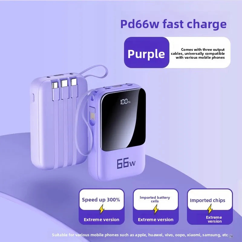 20000mAh High-capacity Power Bank with PD20W Super Fast Charging, Mini Size, and Built-in Cable,Suitable for Most Electronic