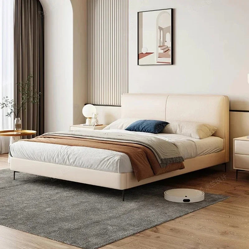 Hotel Modern Bed French Luxury High Quality Leather Fashionable Beds Confortable Solid Wood Bed Letti A Castello Home Furniture