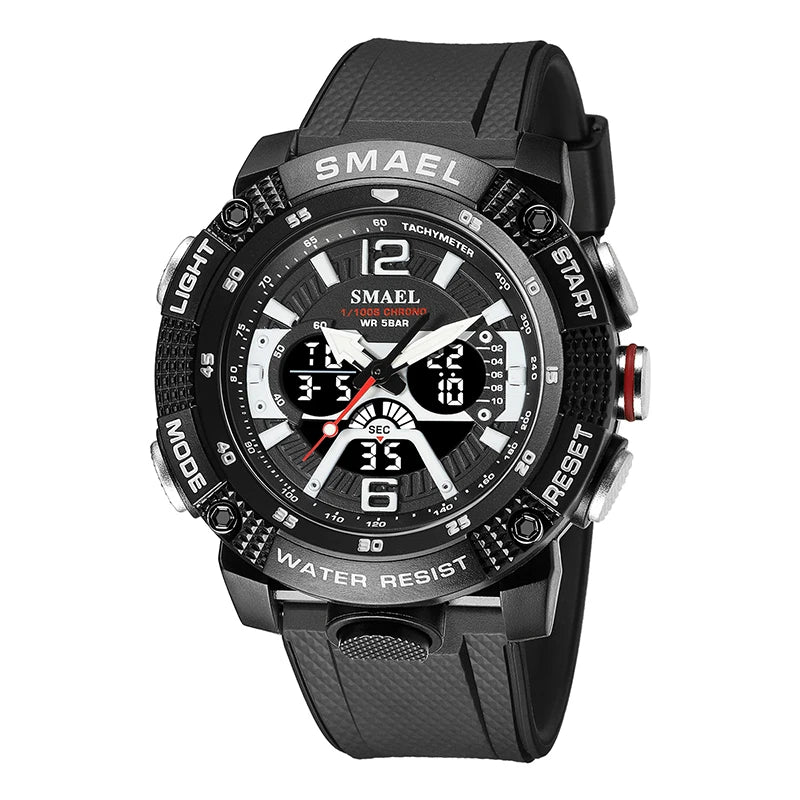 Sport Watches Men SMAEL Waterproof Analog Digital Quartz Wristwatches Male Fashion Stopwatch Alarm Clock 8058 Man Watch 2023 New