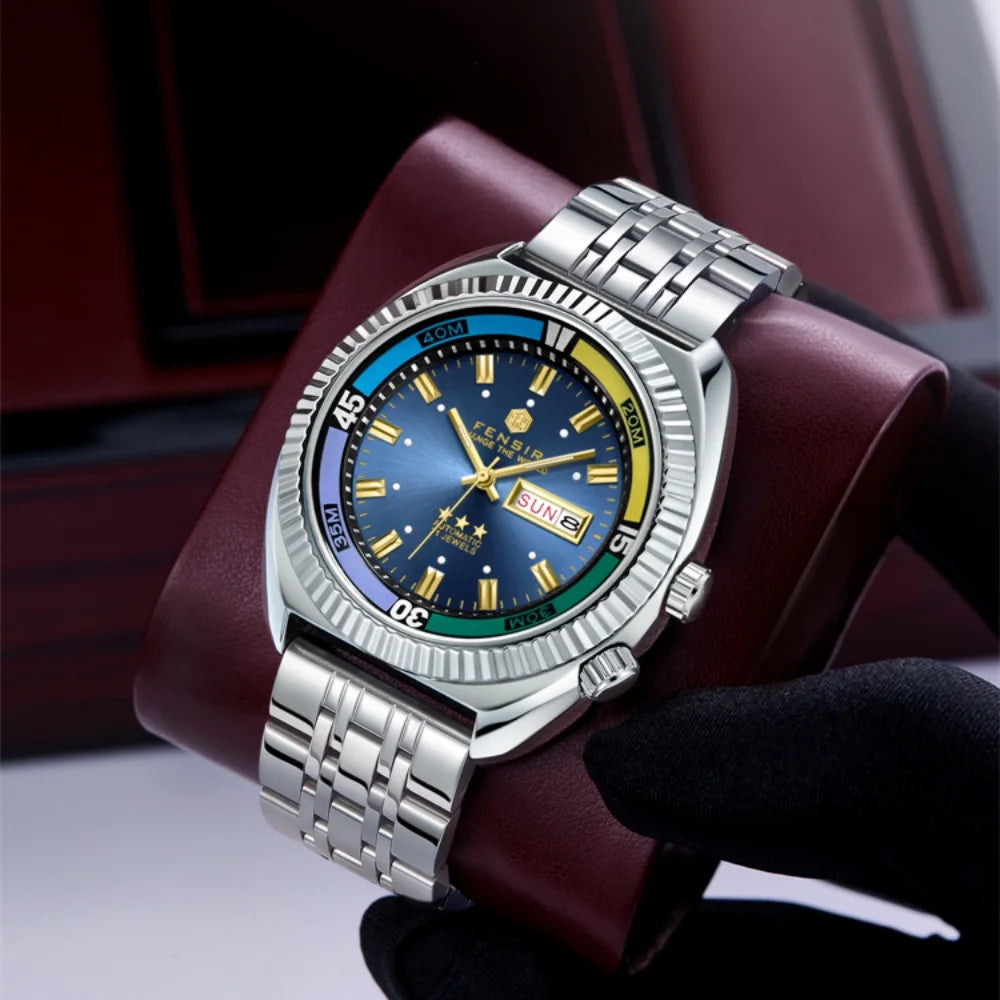 Top Luxury High-End Business Men's Watch, European and American Style Brand Fashion Casual Personalized Waterproof Steel Band Multifunctional Watch for Men, Suitable for Wearing in Various Occasions