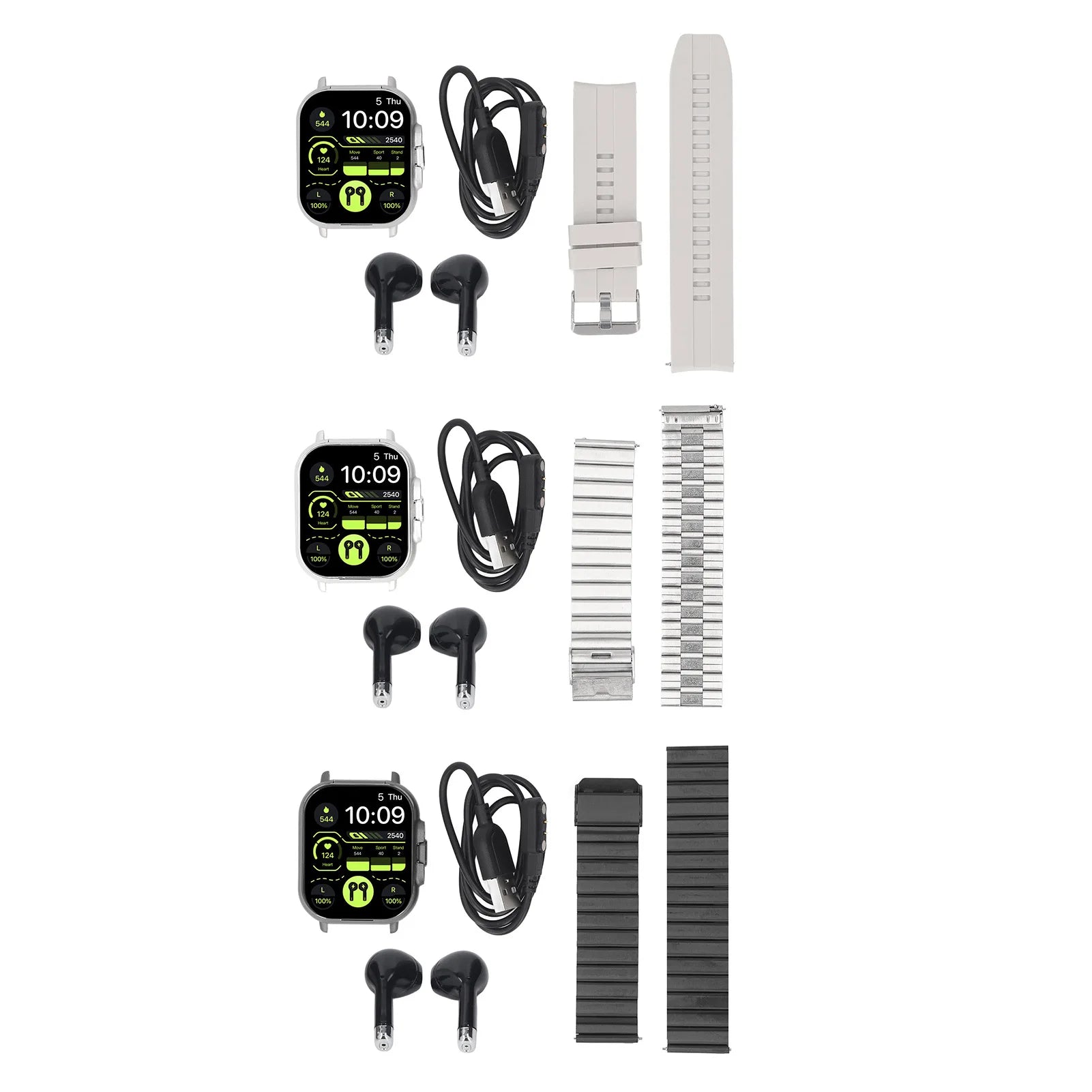 Sports Watch 2 in 1 Bluetooth Earbuds Smart Watch Multifunctional Long Battery Life 2.01 Inch HD Screen for IOS 11.0+