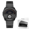 Unique Digital Watch for Men Stainless Steel Electronic Wristwatch with Calendar LED Backlight Cool Streetwear Style Watches