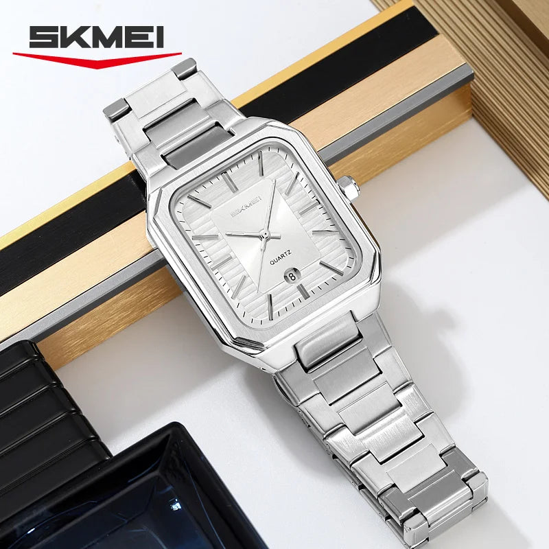 SKMEI 9373 New Casual Simple Quartz Watch Men's Luxury Business Waterproof Calendar Square Exquisite Watch relógios masculino