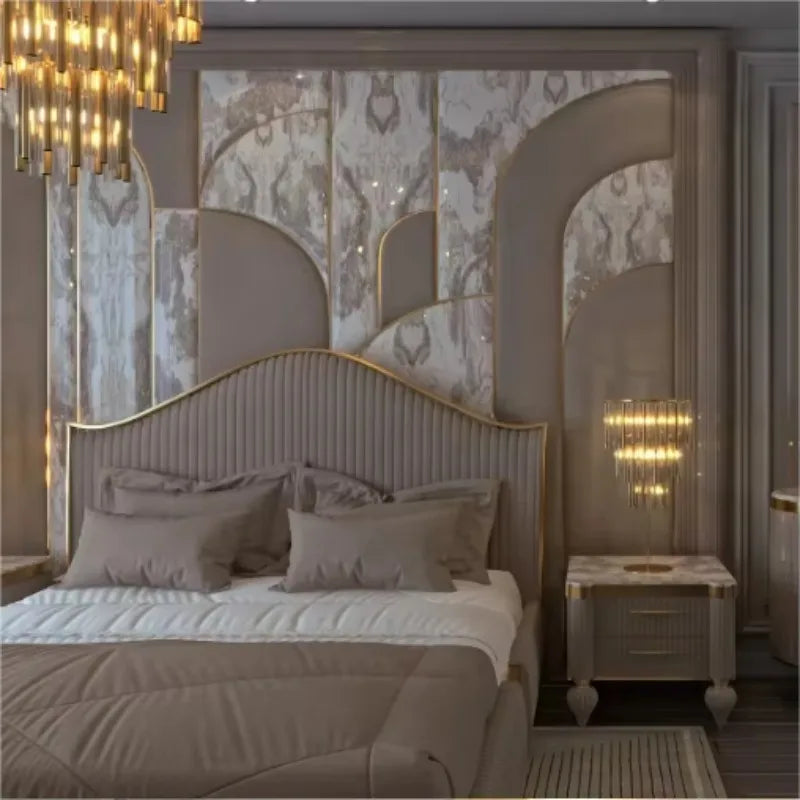 King Size Bed Wholesale Hotel Bedroom Furniture Set Double Fabric Luxury Luxurious Up-holstered Beds