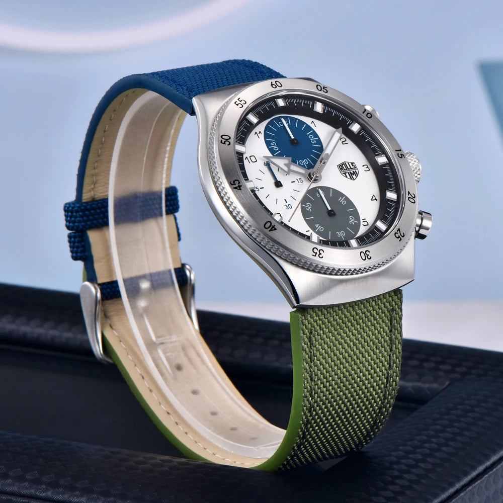 2026 New Men's Watches RollsTimi Two-color nylon Quartz Watch Men Sport Chronograph Japan Movt AR Sapphire glass Wristwatch Men