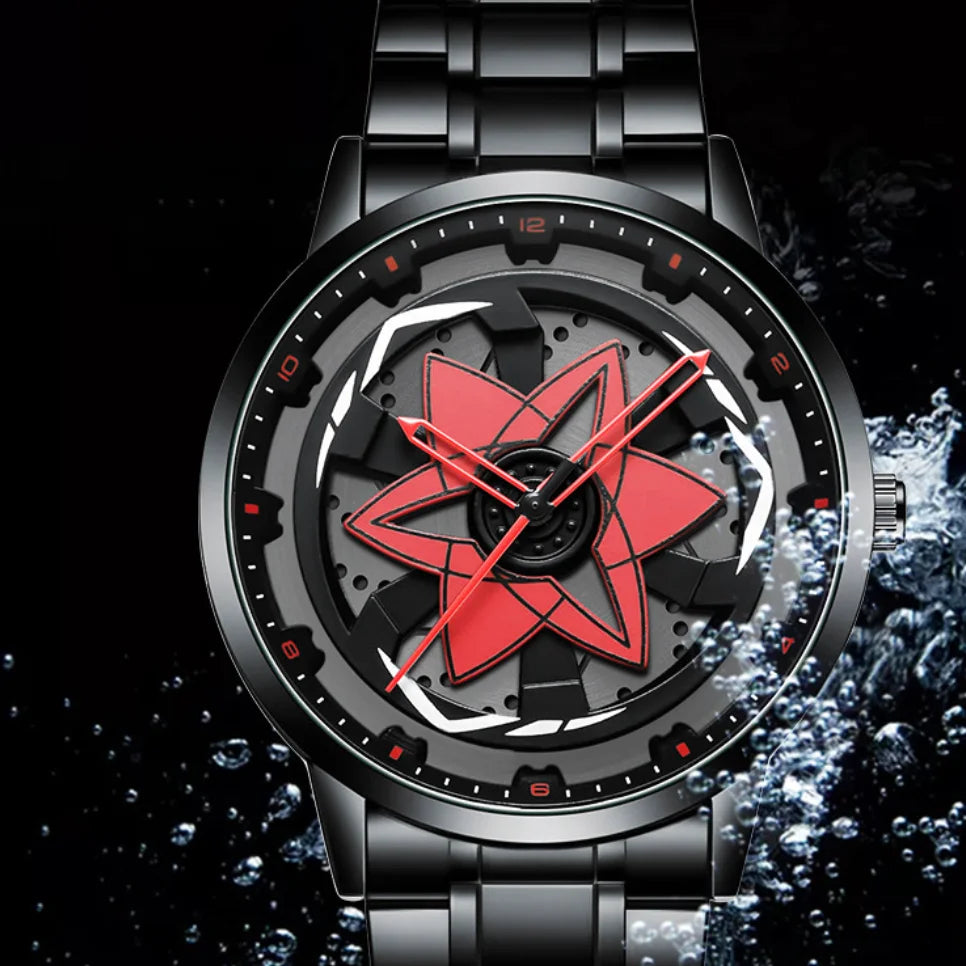 2026 New Stylish Men's Sport Watch Handsome Design Sharingan Inspired Contour Rotating 3D Hollow 3Atm Waterproof