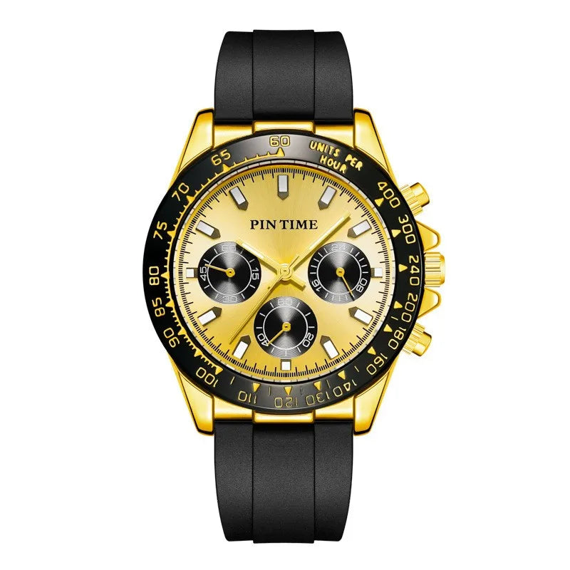 Best Watches for Men Multifunctional Chronograph Analog Quartz Waterproof Wirstwatch Silicone Strap Man Gifts Watch