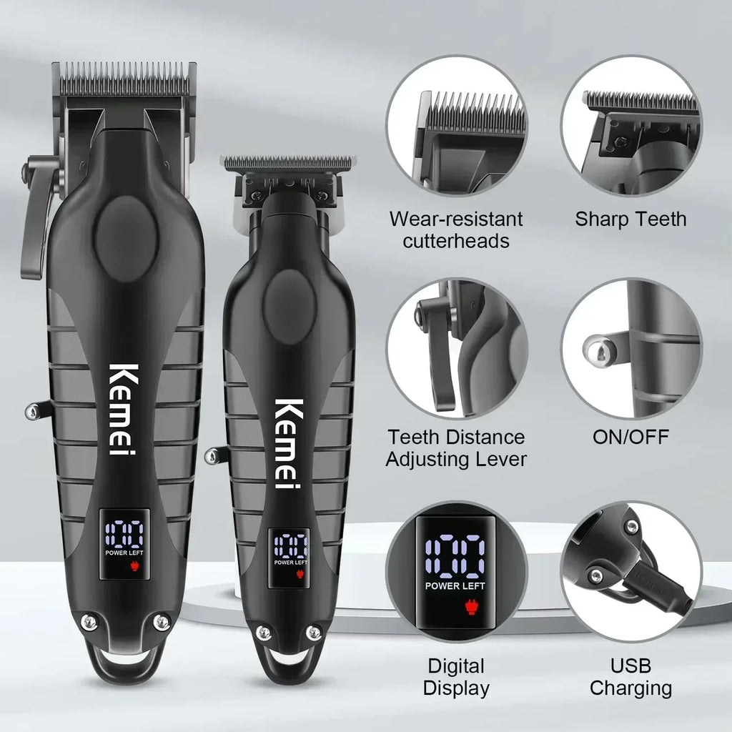 Kemei KM-2290 KM-2293 KM-T95 Professional Cutting Machine Electric Shaver Hair Trimmers with LCD Display Men's Hair Clipper