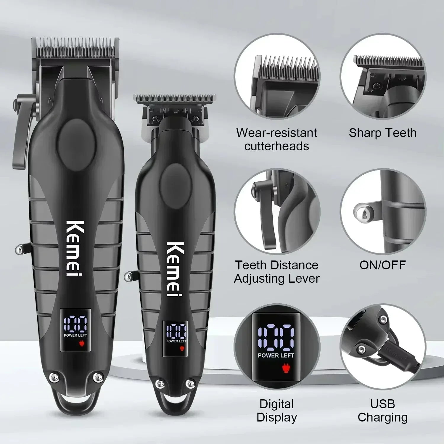 Kemei KM-2290 KM-2293 KM-T95 Professional Cutting Machine Electric Shaver Hair Trimmers with LCD Display Men's Hair Clipper