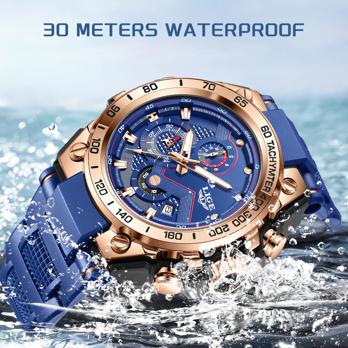 LIGE New Luxury Men‘s Watch Brand Fashion Digital Watches Men Gifts Waterproof Multifunctional Quartz Wristwatches Reloj Box