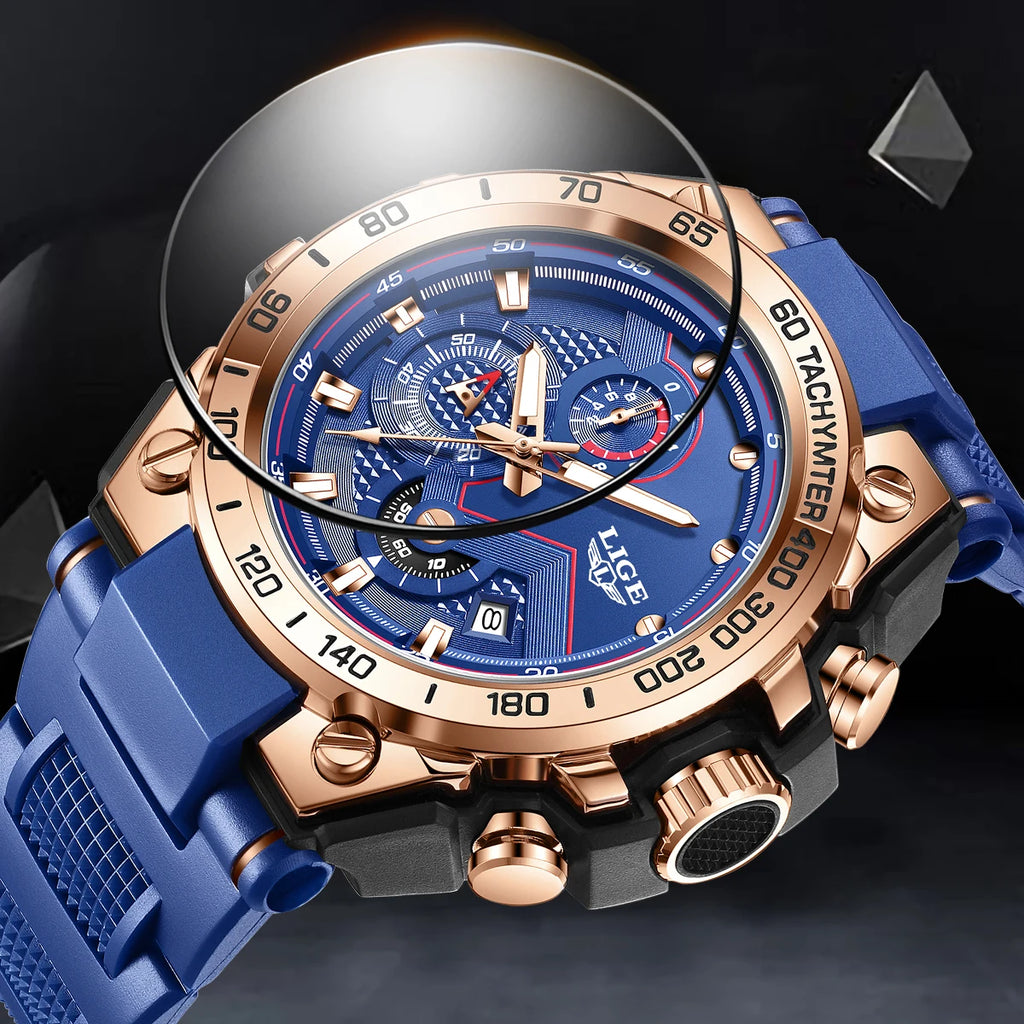 LIGE New Luxury Men‘s Watch Brand Fashion Digital Watches Men Gifts Waterproof Multifunctional Quartz Wristwatches Reloj Box