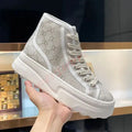 2025 New Women's Thick Soled Canvas Shoes Retro Height Increasing Casual Canvas Shoes