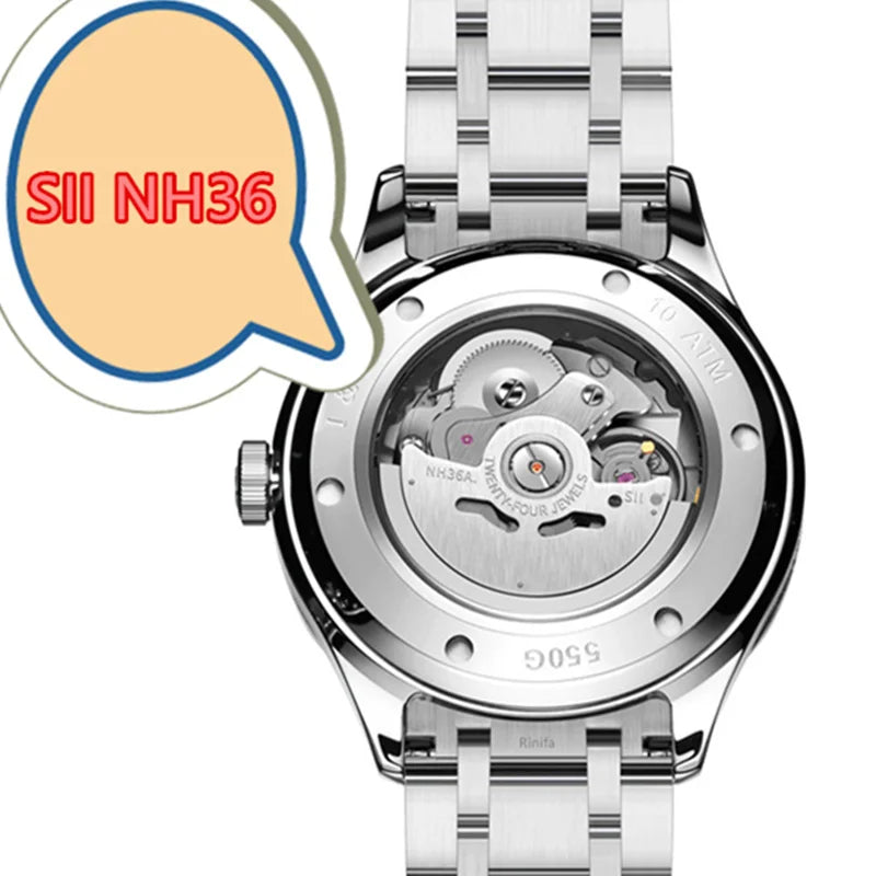 Switzerland Brand IW Luxury Automatic Watch for Men Mechanical SII NH36 Sapphire Waterproof 100M Luminous Men's Watches GMT 2024
