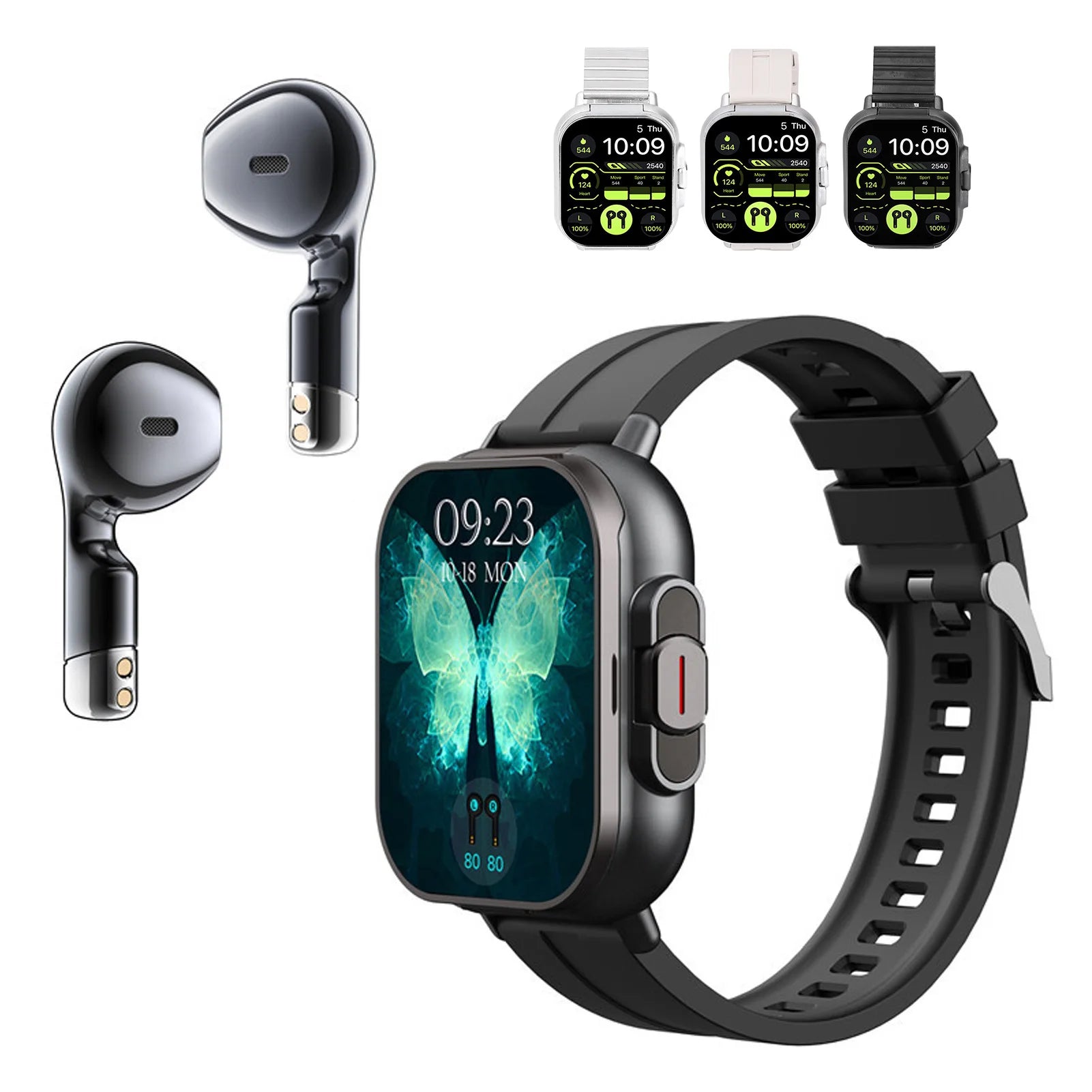Sports Watch 2 in 1 Bluetooth Earbuds Smart Watch Multifunctional Long Battery Life 2.01 Inch HD Screen for IOS 11.0+