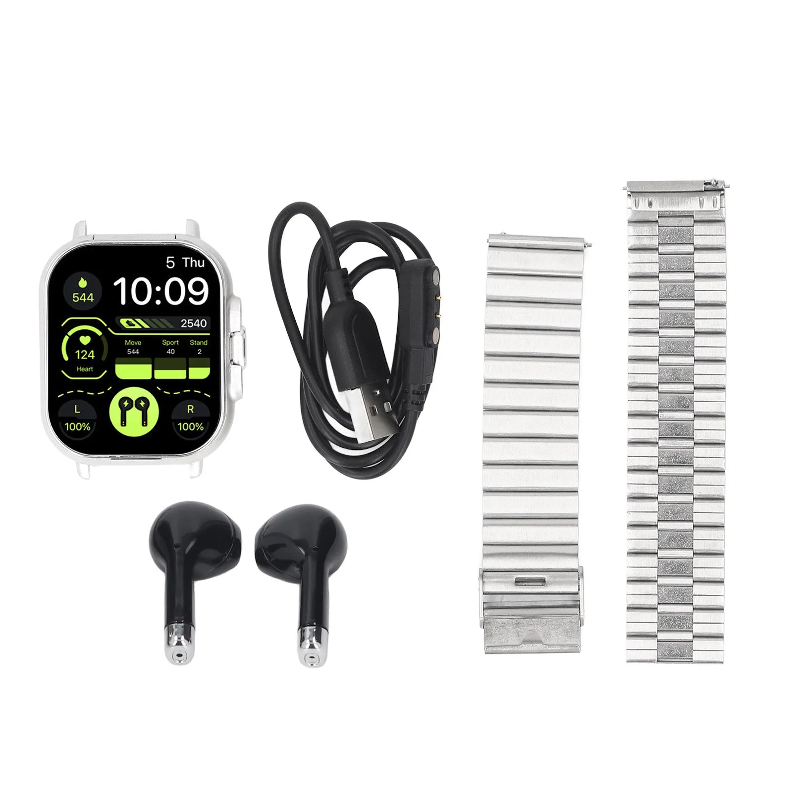 Sports Watch 2 in 1 Bluetooth Earbuds Smart Watch Multifunctional Long Battery Life 2.01 Inch HD Screen for IOS 11.0+