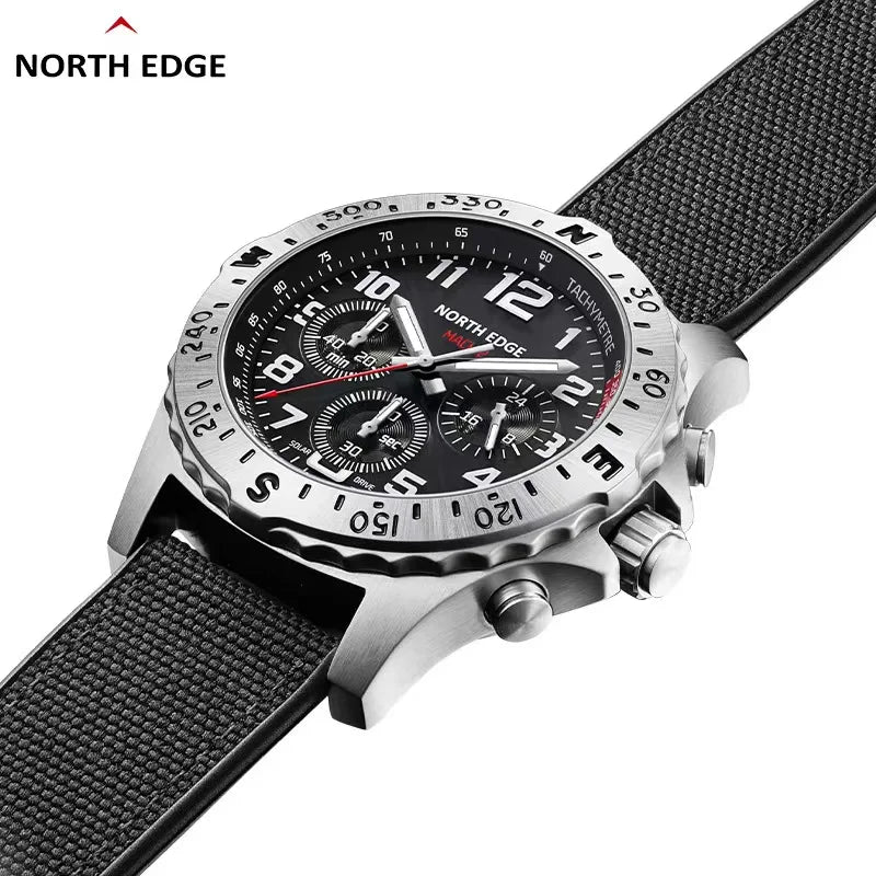 High-End Men's Business Stainless Steel Quartz Watch Three-Eye Chronograph Pointer Solar Rechargeable Watch Luminous Waterproof